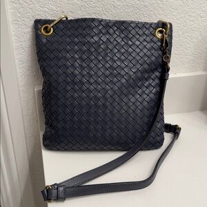 Bottega Veneta Blue Intrecciato Crossbody Bag